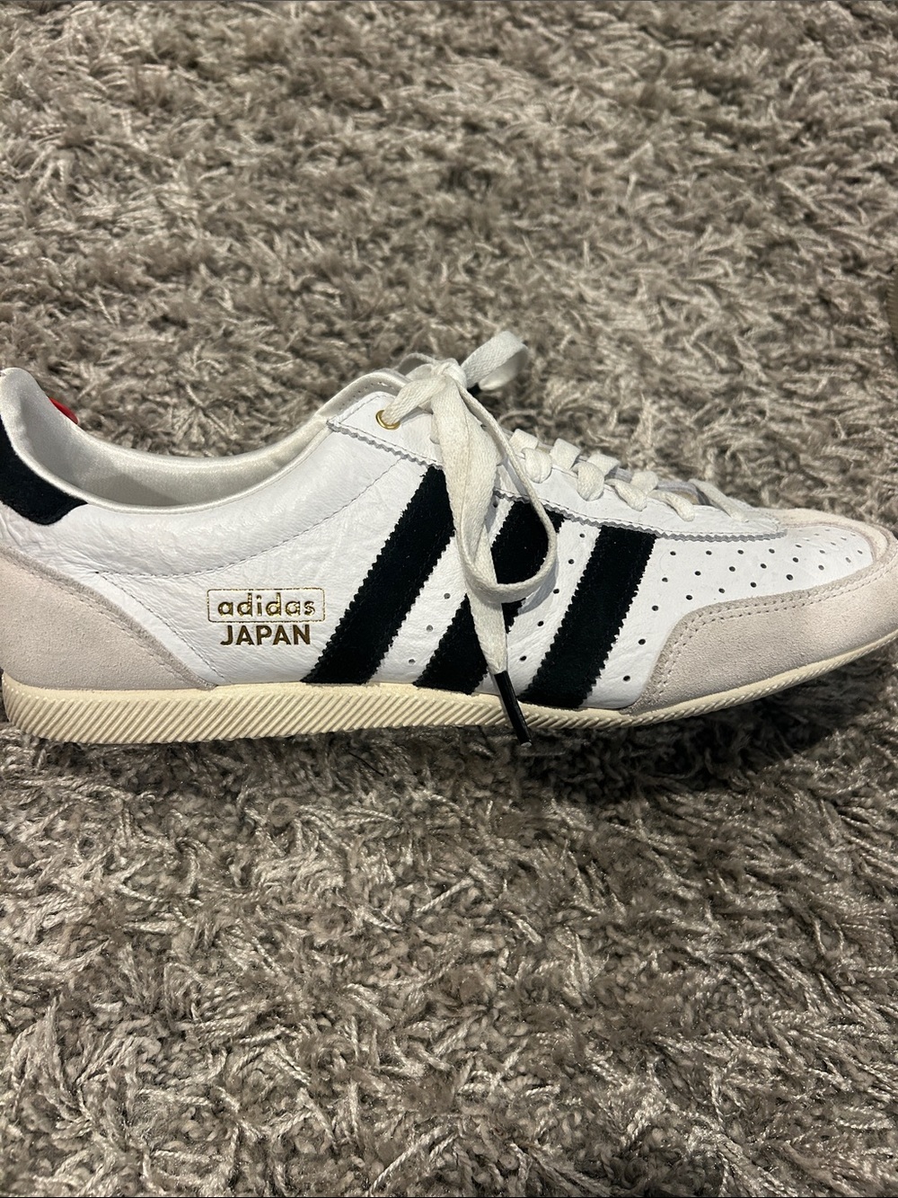 adidas Japan Leather Sneaker in White, Black and Gold